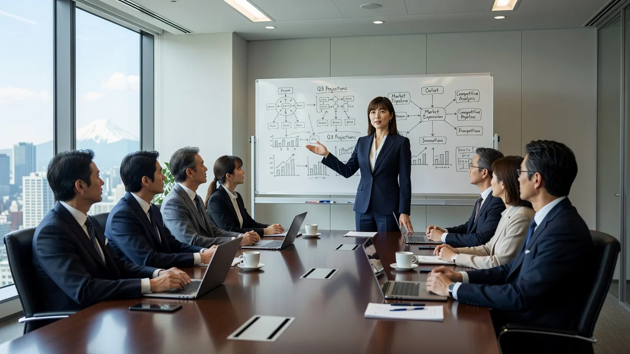 Female executive boardroom meeting